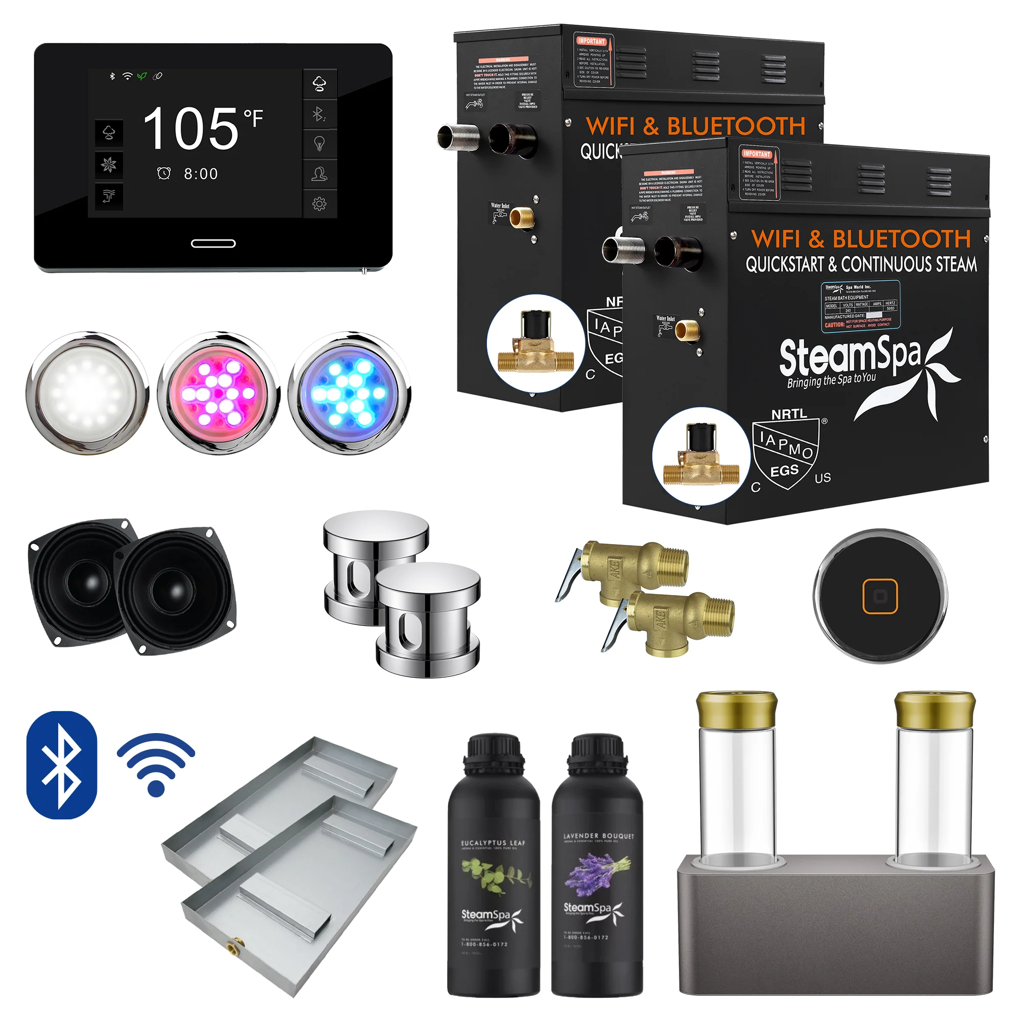 Black Series Steam Bath Generator Package with Advanced Touchscreen, Bluetooth Audio & Dual Aroma Pump - Image 16