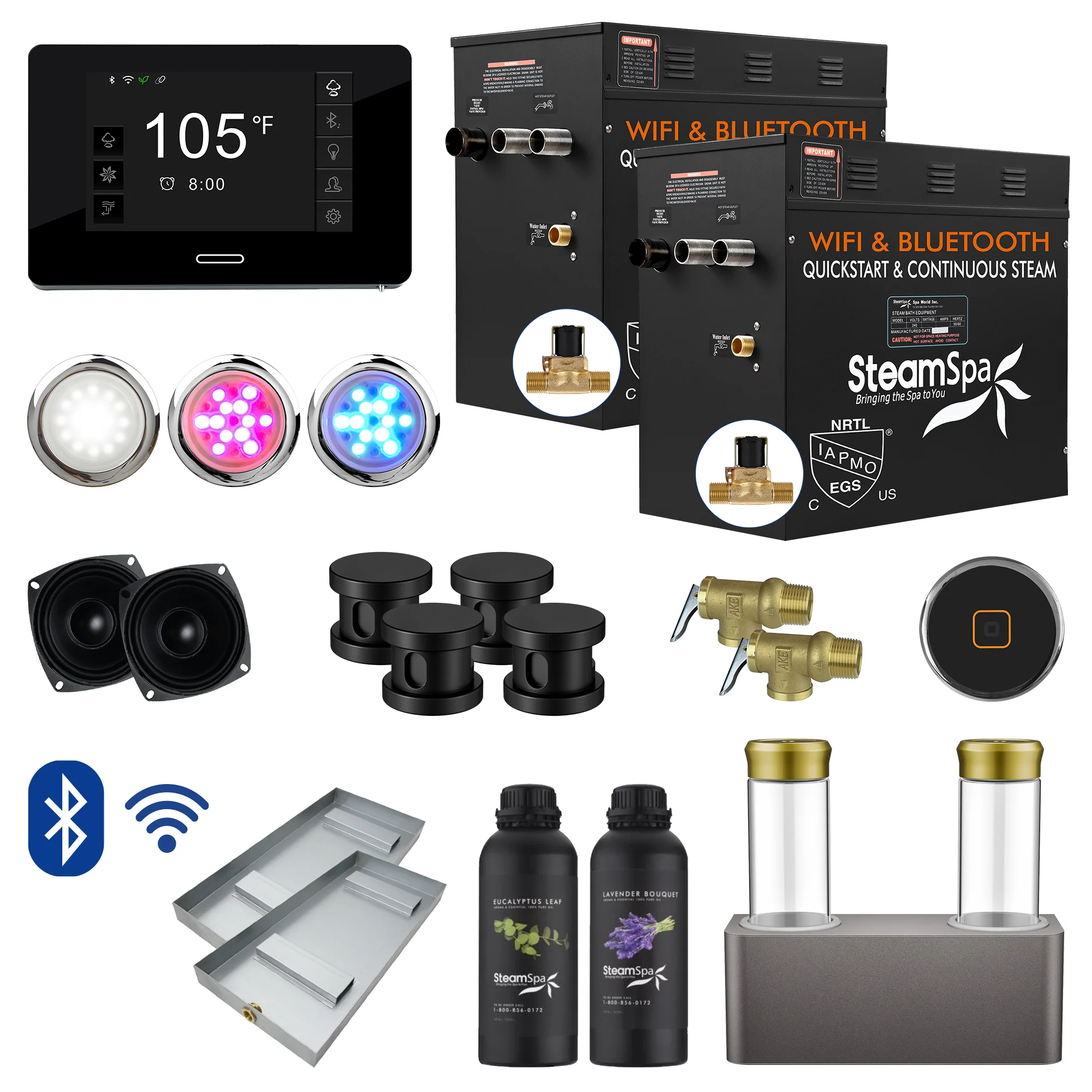 Black Series Steam Bath Generator Package with Advanced Touchscreen, Bluetooth Audio & Dual Aroma Pump - Image 23
