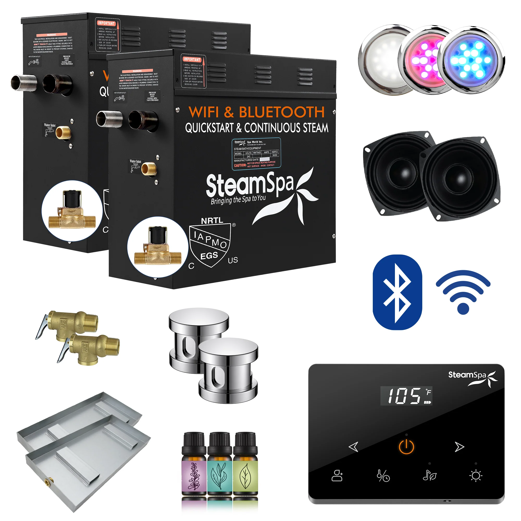Black Series Steam Bath Generator with Wireless Control, BLUETOOTH, WIFI, Auto Drain, and Multiple Finish Options - Image 15