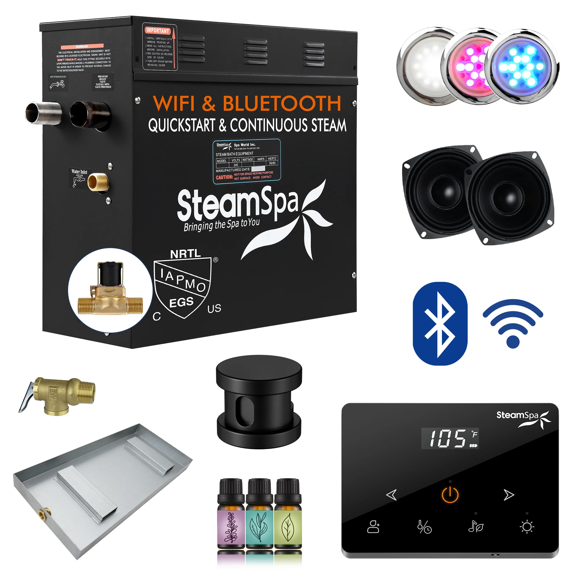 Black Series Steam Bath Generator with Wireless Control, BLUETOOTH, WIFI, Auto Drain, and Multiple Finish Options - Image 27