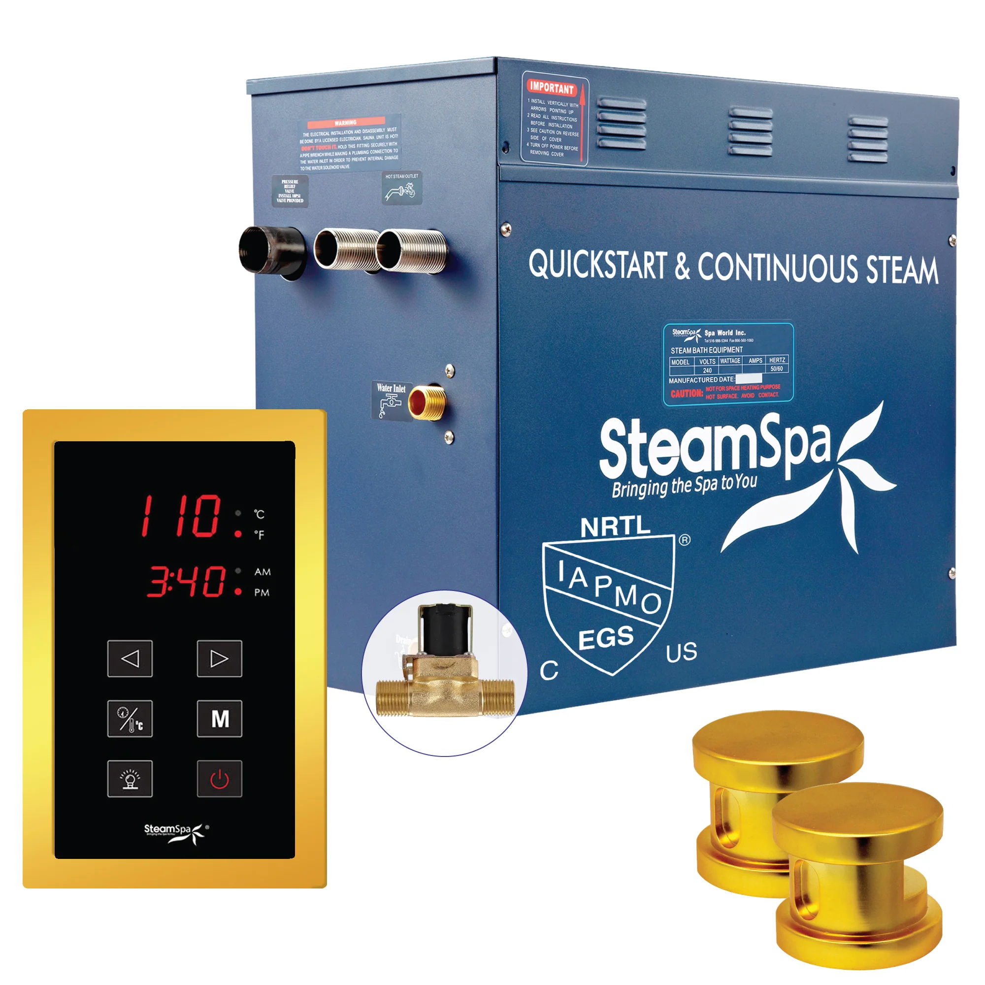 Oasis Series Steam Bath Generator with Continuous Steam, Quick Start, and Auto Drain Technology - Image 12