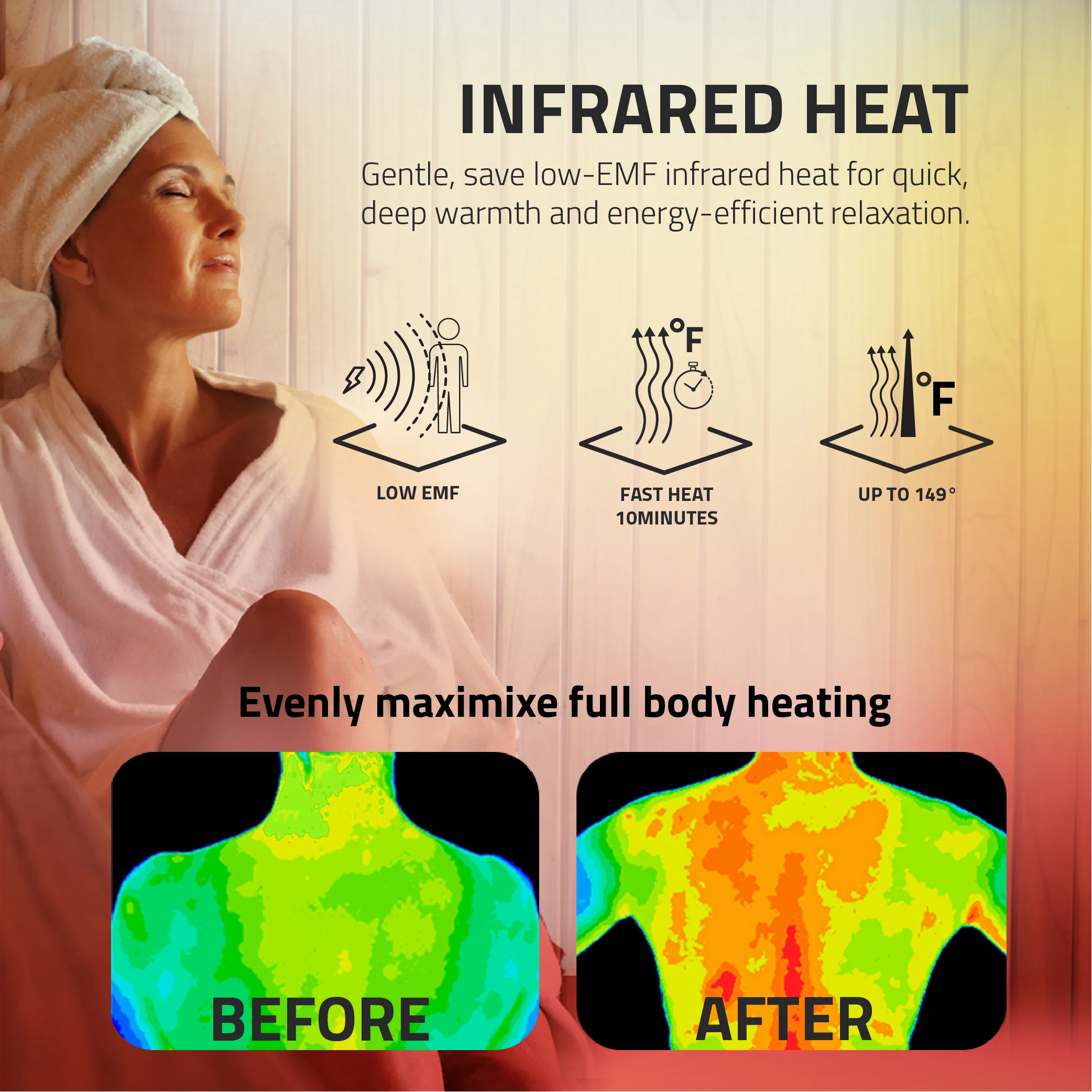 Mauritius 5-Person Carbon FAR Infrared Hemlock Wooden Indoor Home Sauna Room with LED Touch Control Panel - Image 11