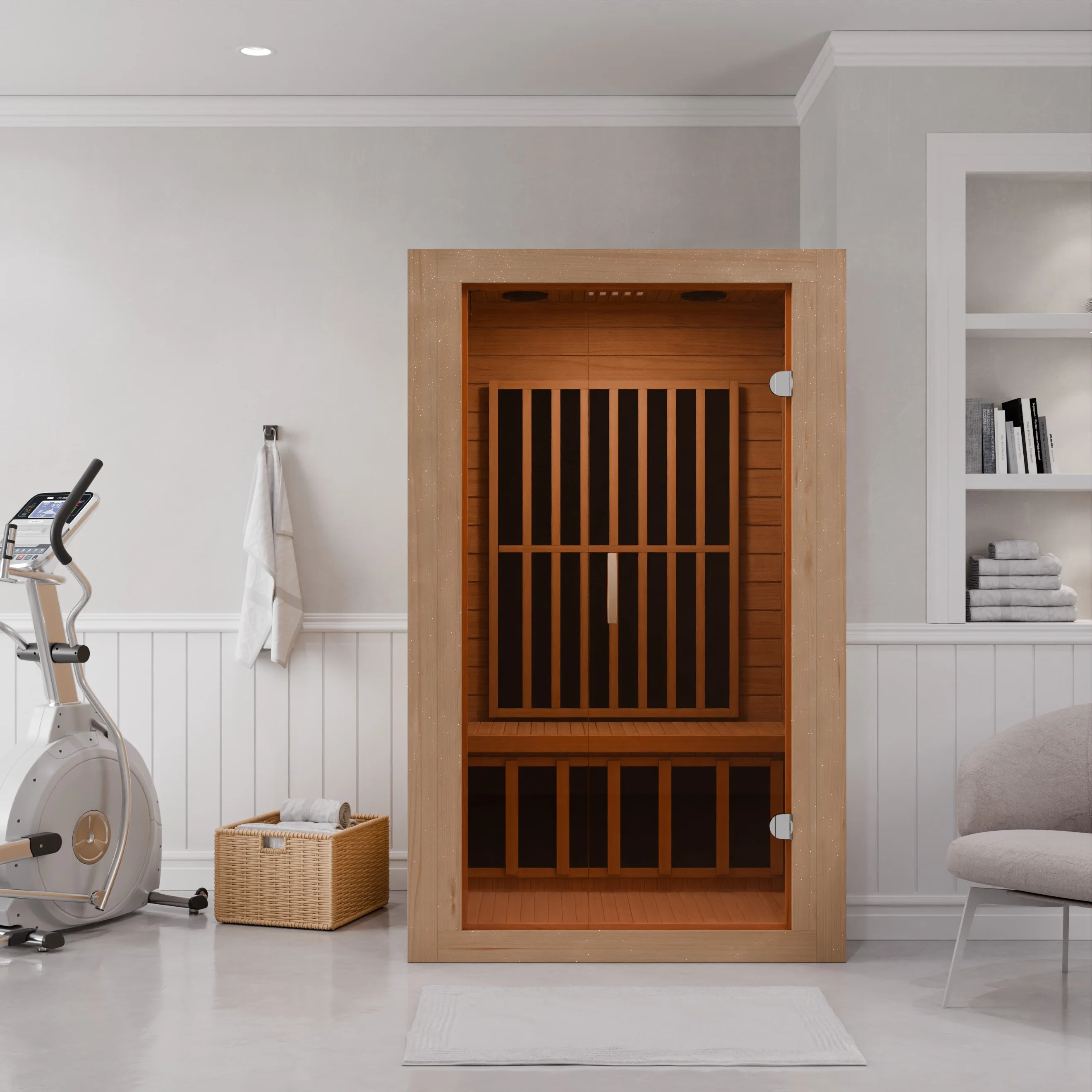 Viti 2- Person Indoor Hemlock Wooden Carbon FAR Infrared Home Sauna Room with LED Touch Control Panel and Heater - Image 5