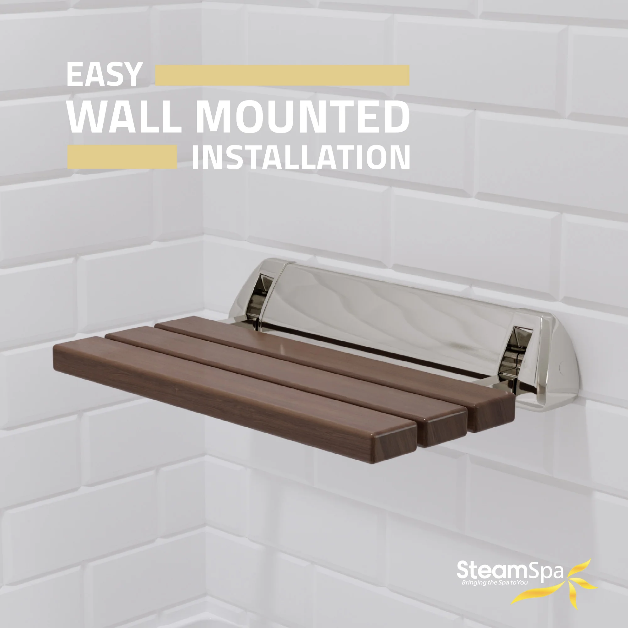 Kind 20 in. Teak Wall Mounted Folding Shower Seat - Image 7